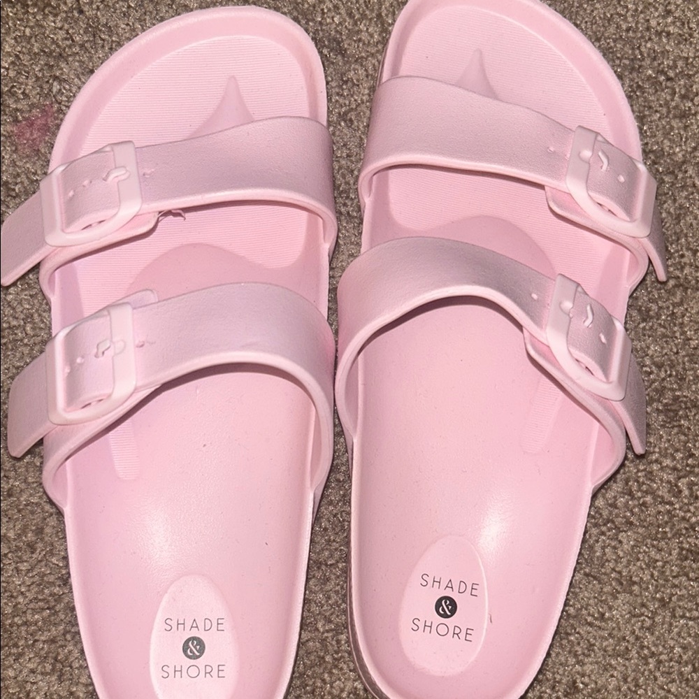 Shade & Shore Pink Slide Sandals